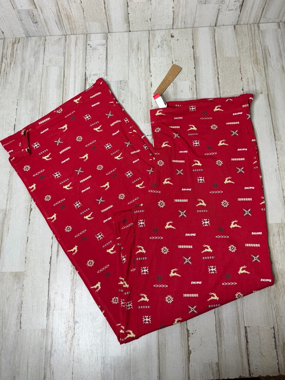 SKIMS Red Reindeer Print Sleep Pants